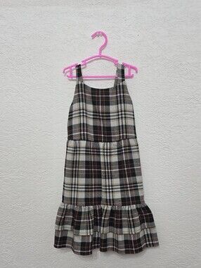 Girls Plaid Tiered Sundress in Cream and Black DIVA GIRL SIZE 6